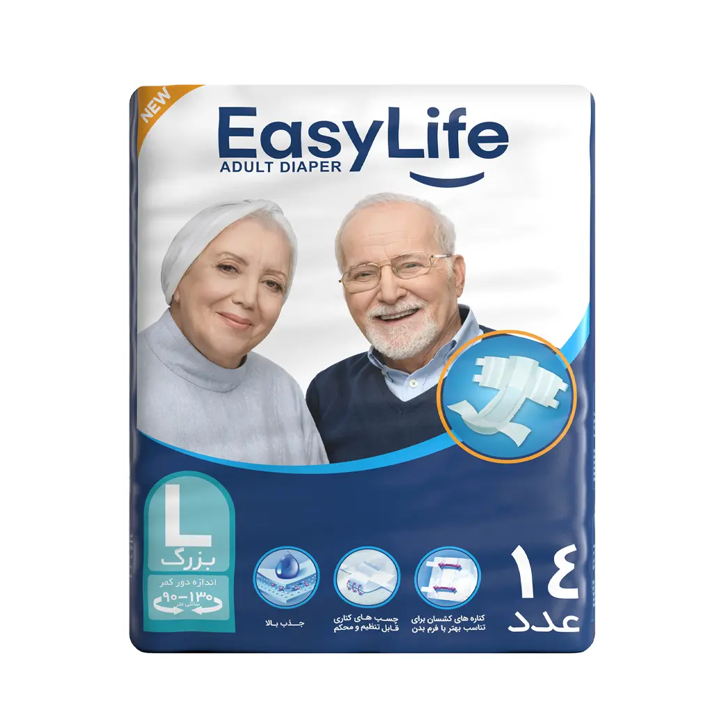 پوشک بزرگسال چسبی ایزی لایف Easy Life سایز بزرگ L بسته 14 عددی