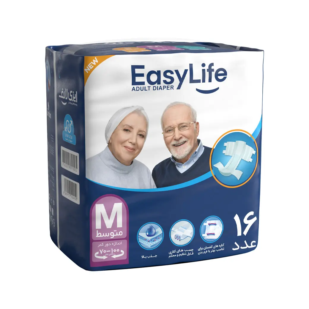 پوشک بزرگسال چسبی ایزی لایف Easy Life سایز متوسط M بسته 16 عددی