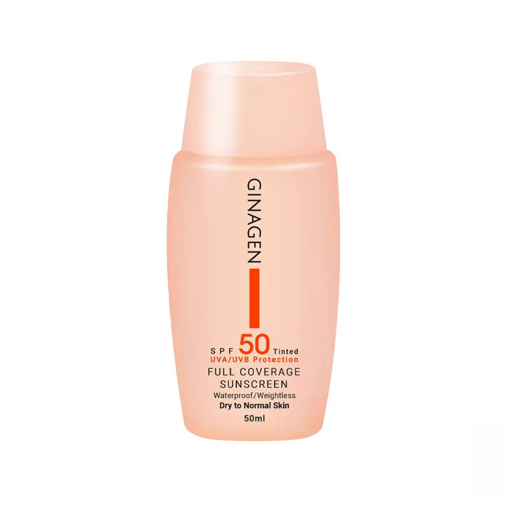 کرم ضد آفتاب ژیناژن رنگی مناسب پوست نرمال تا خشک SPF50 حجم 50 میل