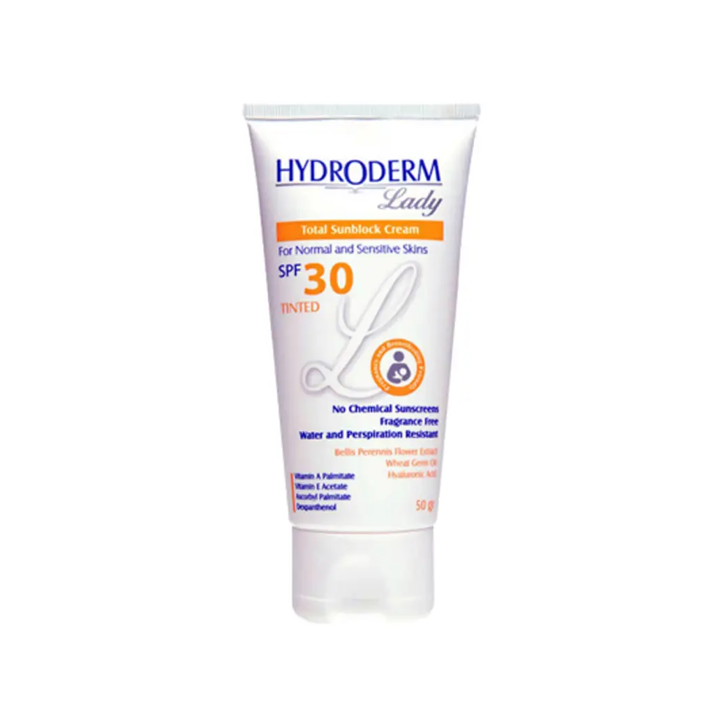 کرم ضد آفتاب هیدرودرم رنگی SPF30 مناسب دوران بارداری 50 میل