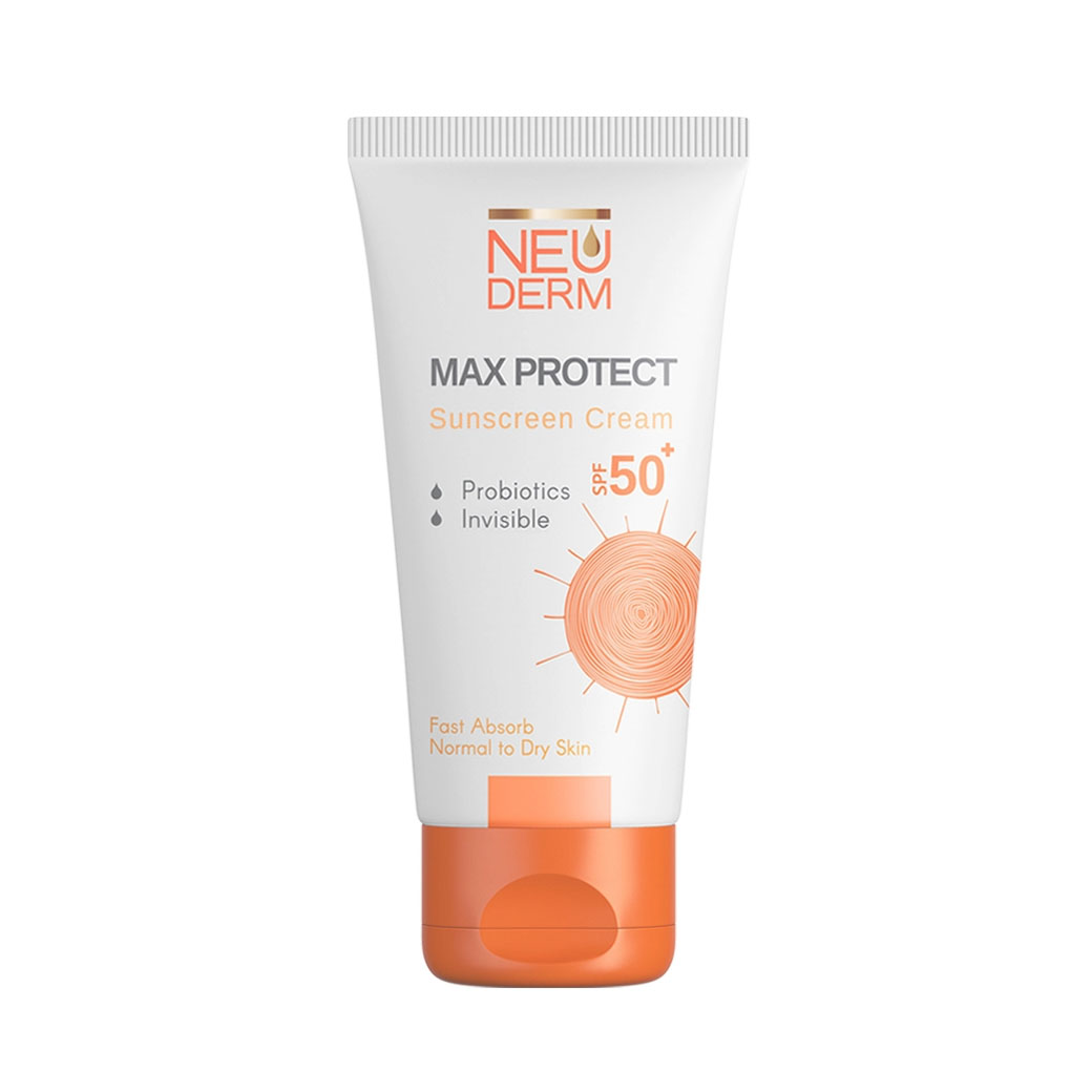 کرم ضد آفتاب نئودرم بی رنگ مدل Max Protect مناسب پوست نرمال و خشک 50 میل