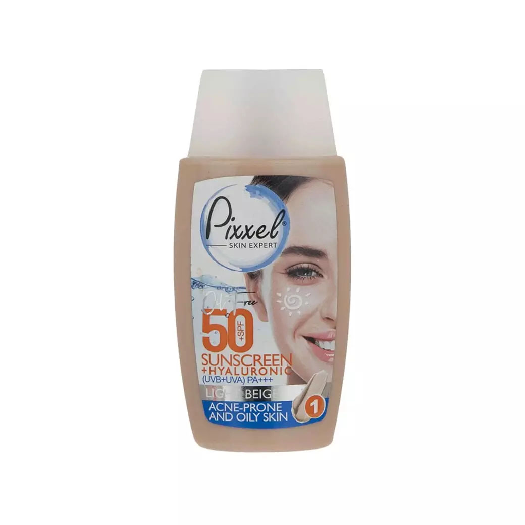 کرم ضد آفتاب پیکسل رنگی مناسب پوست چرب و جوش دار SPF50 بژ روشن حجم 50 میل