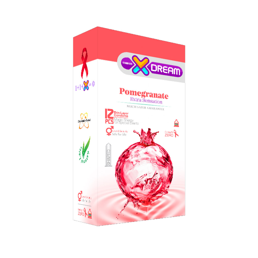 کاندوم تنگ کننده ایکس دریم مدل Pomegranate بسته 12 عددی